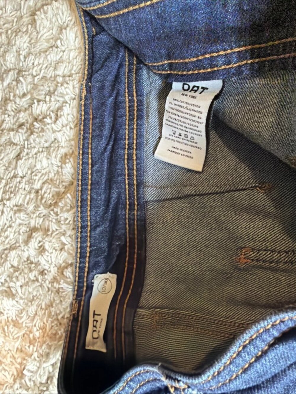 OAT New York High Rise Wide Leg Jeans Blue Raw Hem Women 10/30 - Picture 3 of 8